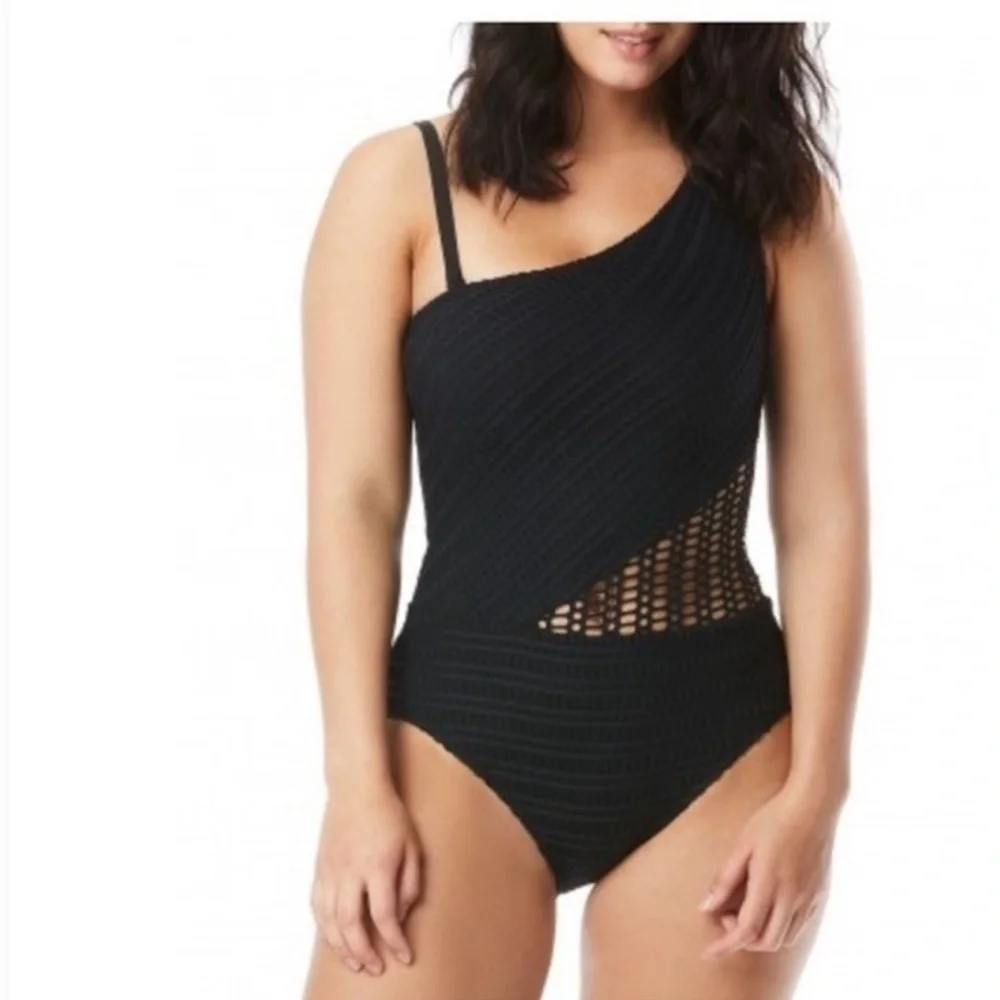 Coco Reef Contours Suraya Crochet One-Shoulder One-Piece Swimsuit NWT Sz 12 - Picture 3 of 7